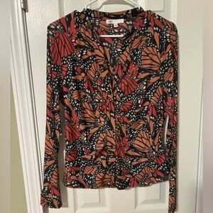 DR2 Women's Red and Orange Butterfly Blouse